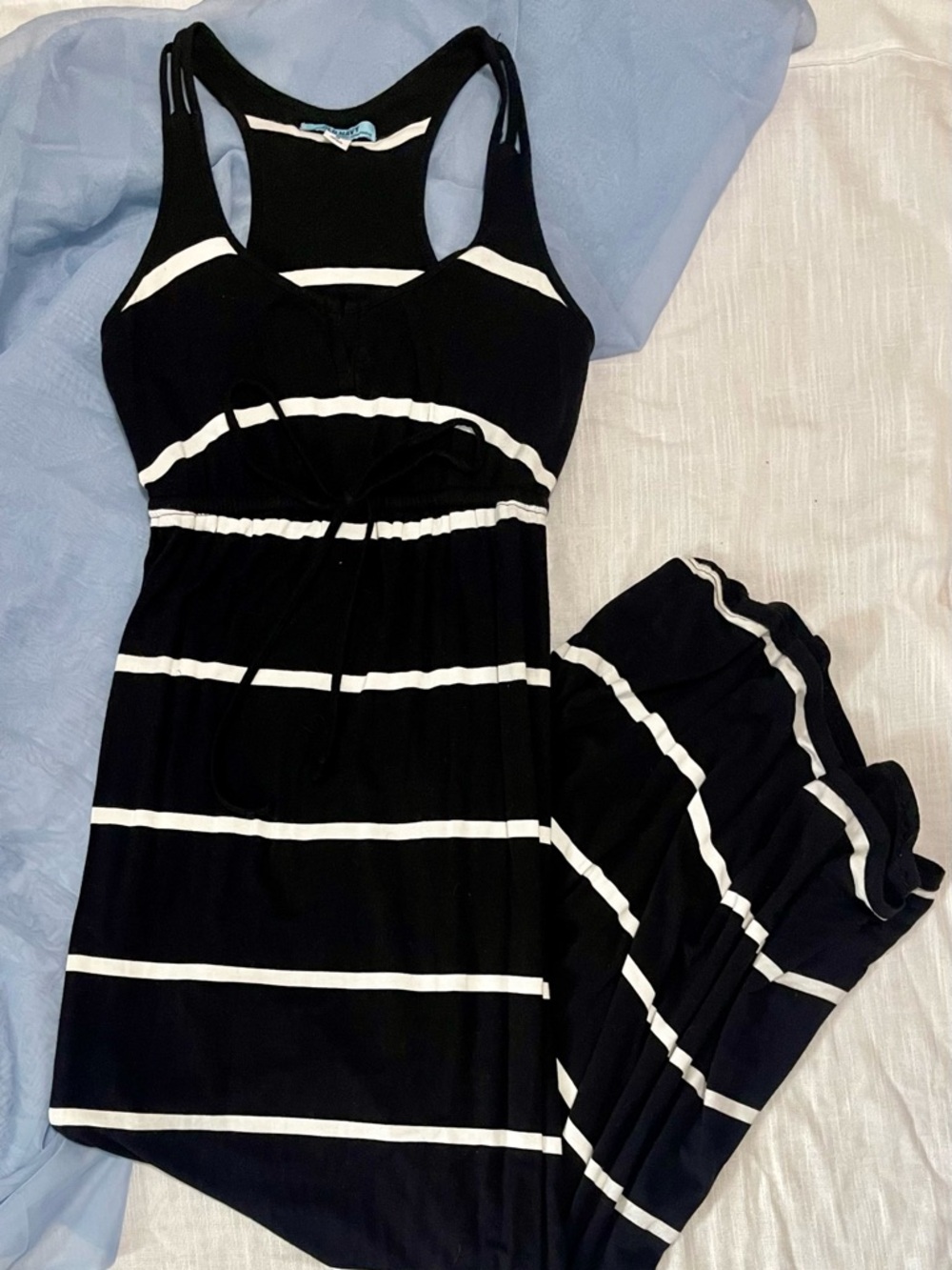Old Navy Black and White Striped Maternity Maxi Dress